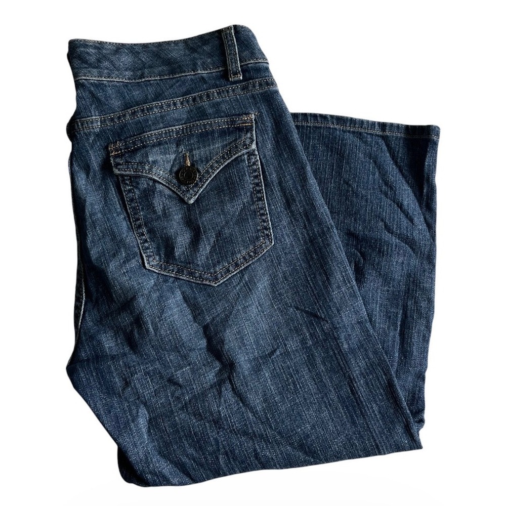 GAP Women's Curvy Flare Wide Leg Jeans Blue Medium Wash Denim Stretch 10
